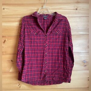 Red plaid flannel from Eddie Bauer